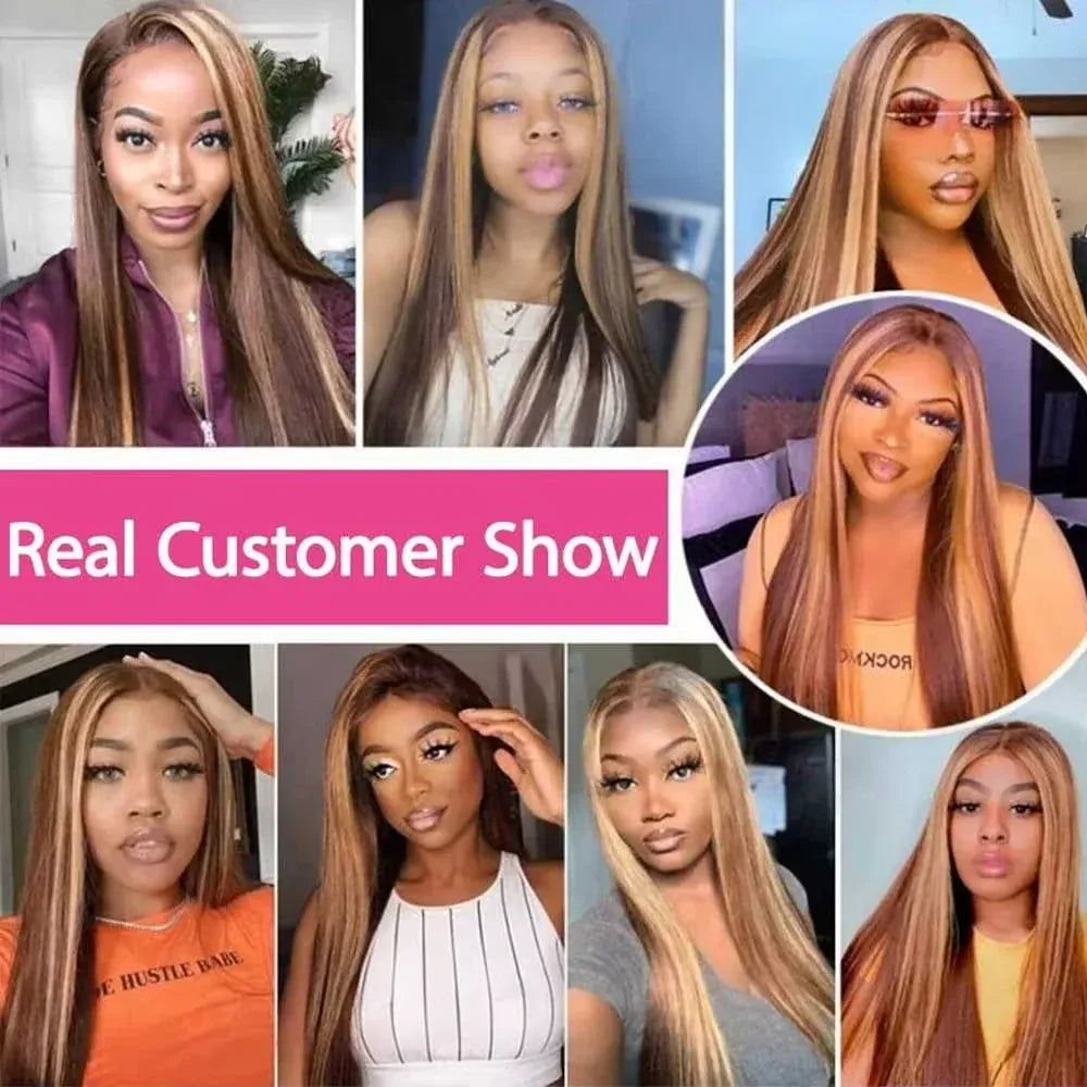 40 Inch P4/27 Ombre Highlight Human Hair Wig 13x6 HD Lace Frontal Wig Deep Wave Water Wave 13x4 Lace Curly Wigs For Black Women