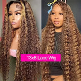 40 Inch P4/27 Ombre Highlight Human Hair Wig 13x6 HD Lace Frontal Wig Deep Wave Water Wave 13x4 Lace Curly Wigs For Black Women