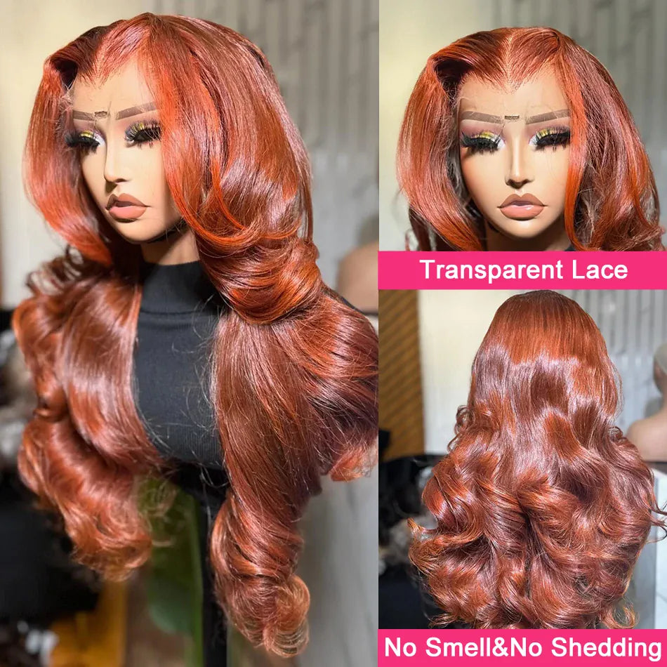 40 inch Reddish Brown HD Lace Front Human Hair Wig PrePlucked 13x4 Colored Human Hair 13x6 Lace Front Wigs Body Wave Wig 4x4 5x5