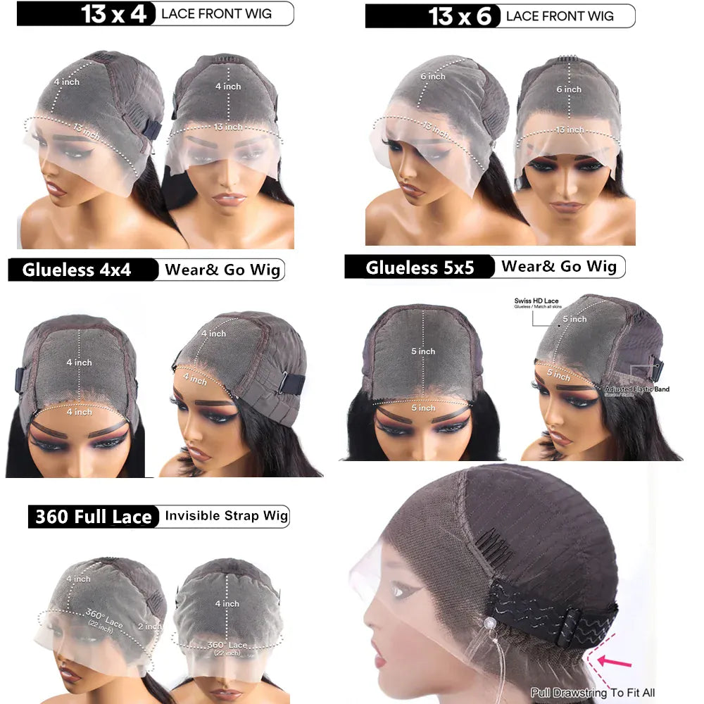 40 Inch Straight Drawstring 360 Full Lace Wig Human Hair 13x6 HD Transparent Lace Frontal Wigs 5x5 Glueless Wigs For Women 200%