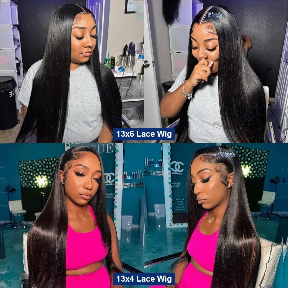 40 Inch Straight Drawstring 360 Full Lace Wig Human Hair 13x6 HD Transparent Lace Frontal Wigs 5x5 Glueless Wigs For Women 200%
