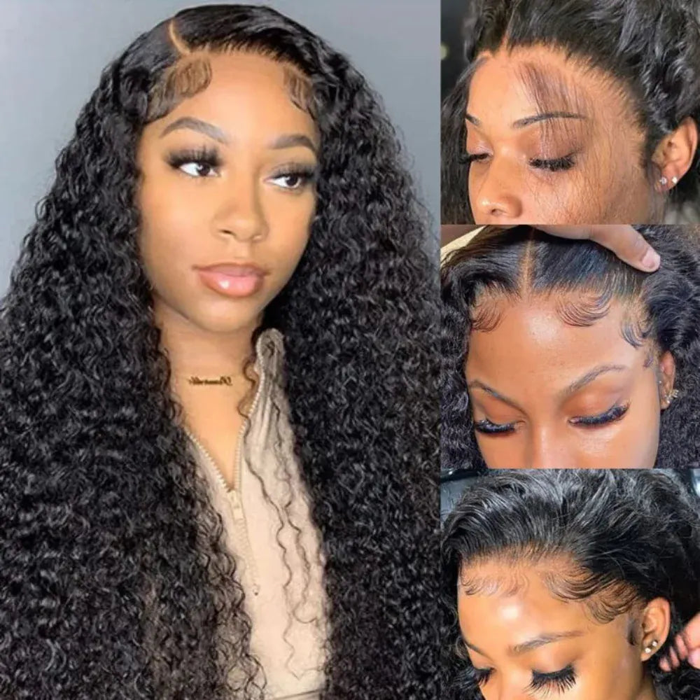 40 Inch Voluminous Deep Wave Human Hair Wig 250 High Density 13x4 13x6 HD Lace Frontal Durable Tangle Free Natural Real Hair Wigs for Women Daily Styling