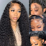 40 Inch Voluminous Deep Wave Human Hair Wig 250 High Density 13x4 13x6 HD Lace Frontal Durable Tangle Free Natural Real Hair Wigs for Women Daily Styling