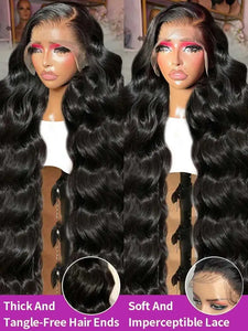 40 Inches 250 Density Body Wave Human Hair Lace Front Wigs 5x5 Closure Glueless Wigs Transparent Swiss Lace 200% Density 13x4