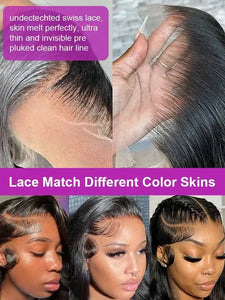 40 Inches 250 Density Body Wave Human Hair Lace Front Wigs 5x5 Closure Glueless Wigs Transparent Swiss Lace 200% Density 13x4