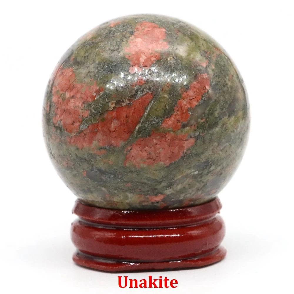 40mm Natural Stone Sphere Lapis Amethyst Quartz Crystal Ball Sphere Gemstone Decorative Ball for Divination Fengshui Home Decor