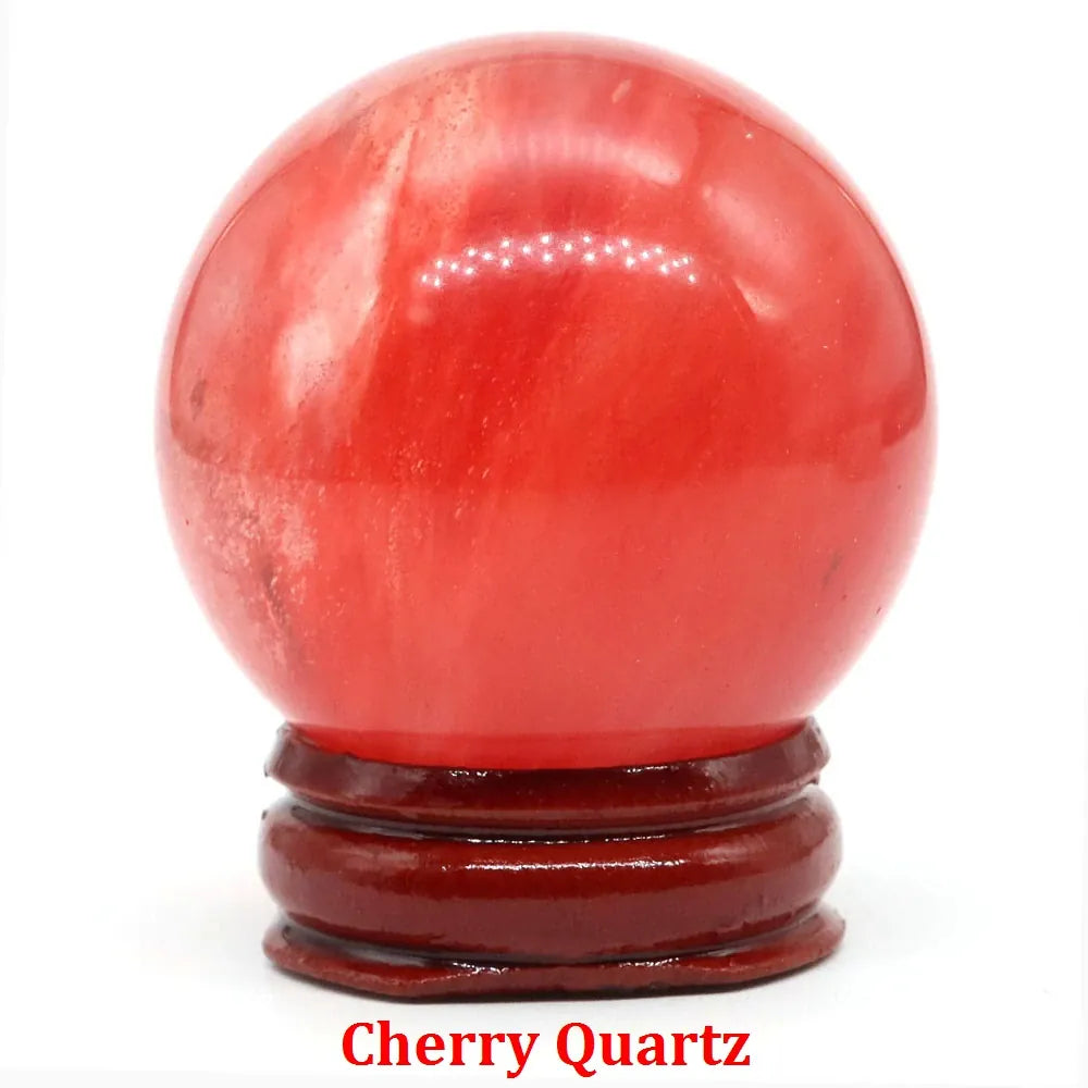 40mm Natural Stone Sphere Lapis Amethyst Quartz Crystal Ball Sphere Gemstone Decorative Ball for Divination Fengshui Home Decor
