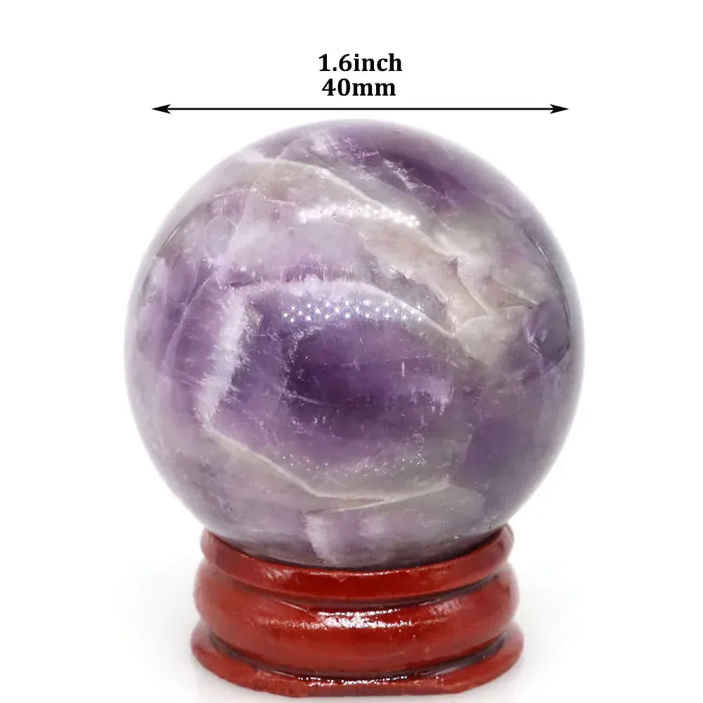 40mm Natural Stone Sphere Lapis Amethyst Quartz Crystal Ball Sphere Gemstone Decorative Ball for Divination Fengshui Home Decor
