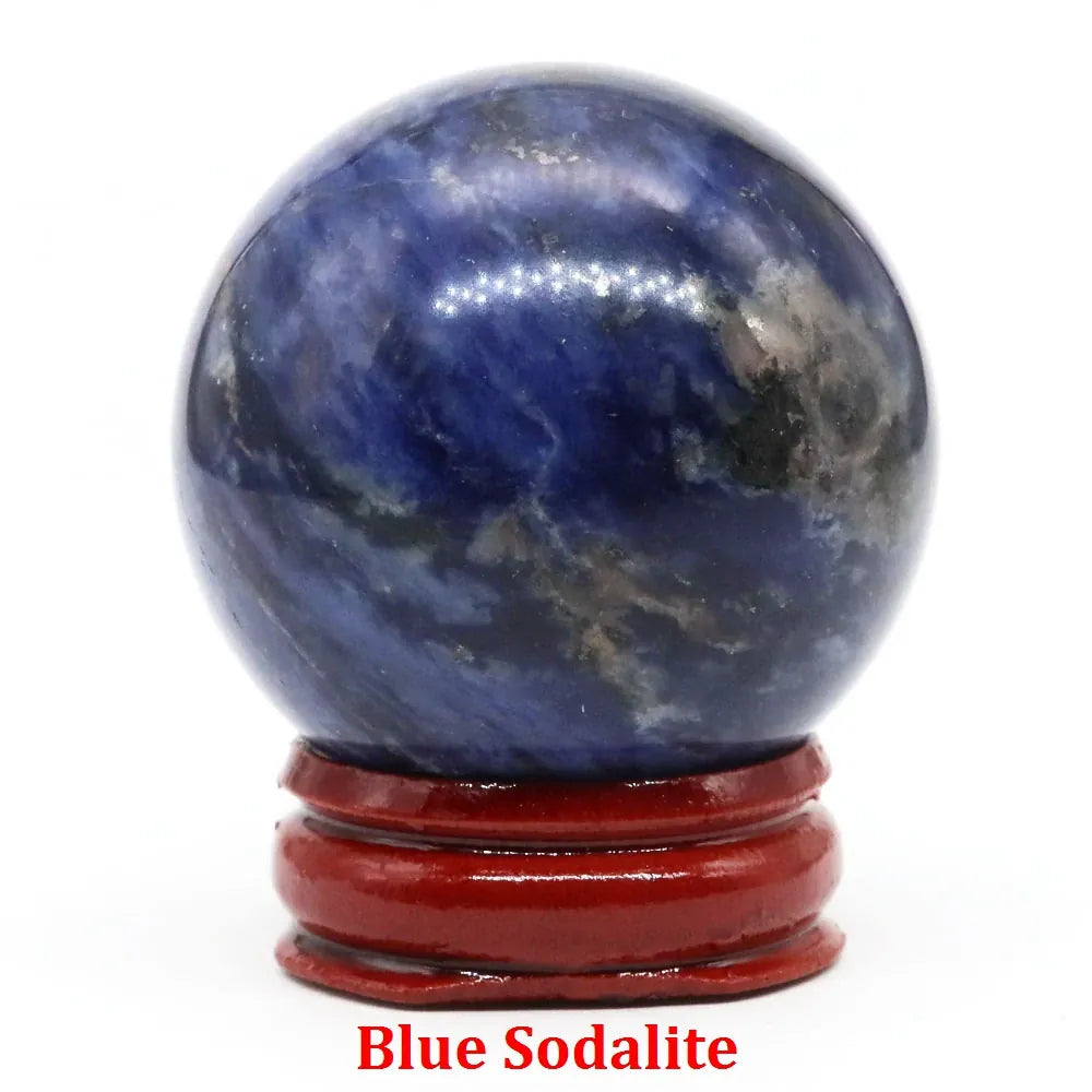 40mm Natural Stone Sphere Lapis Amethyst Quartz Crystal Ball Sphere Gemstone Decorative Ball for Divination Fengshui Home Decor