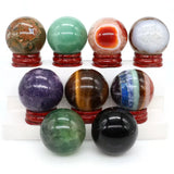 40mm Natural Stone Sphere Lapis Amethyst Quartz Crystal Ball Sphere Gemstone Decorative Ball for Divination Fengshui Home Decor