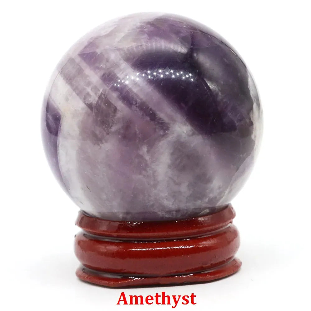 40mm Natural Stone Sphere Lapis Amethyst Quartz Crystal Ball Sphere Gemstone Decorative Ball for Divination Fengshui Home Decor