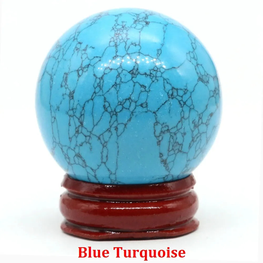 40mm Natural Stone Sphere Lapis Amethyst Quartz Crystal Ball Sphere Gemstone Decorative Ball for Divination Fengshui Home Decor