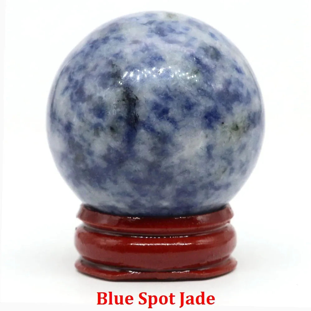 40mm Natural Stone Sphere Lapis Amethyst Quartz Crystal Ball Sphere Gemstone Decorative Ball for Divination Fengshui Home Decor