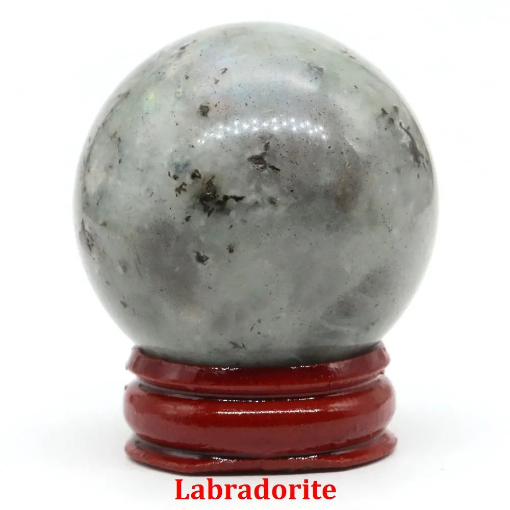 40mm Natural Stone Sphere Lapis Amethyst Quartz Crystal Ball Sphere Gemstone Decorative Ball for Divination Fengshui Home Decor