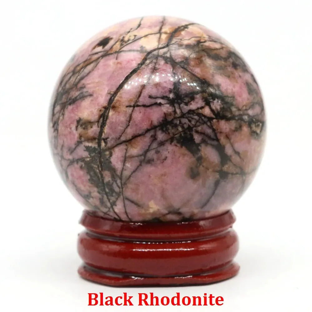 40mm Natural Stone Sphere Lapis Amethyst Quartz Crystal Ball Sphere Gemstone Decorative Ball for Divination Fengshui Home Decor