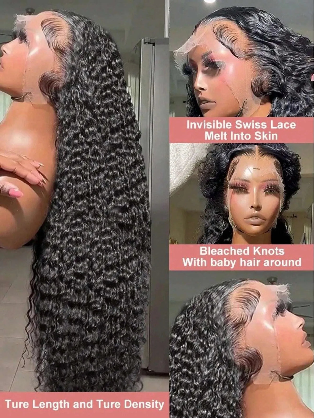 46 Inch Burmese Curly Human Hair Wig 13x4 13x6 HD Lace Frontal 250 Density Pre Plucked Glueless Natural Looking For Black Women