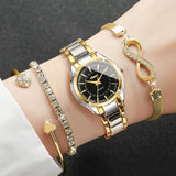 4PCS/Set Fashion Small Dial Women Watches Ladies Luxury Analog Quartz Wristwatch Bracelets Set Reloj Mujer（Without Box）