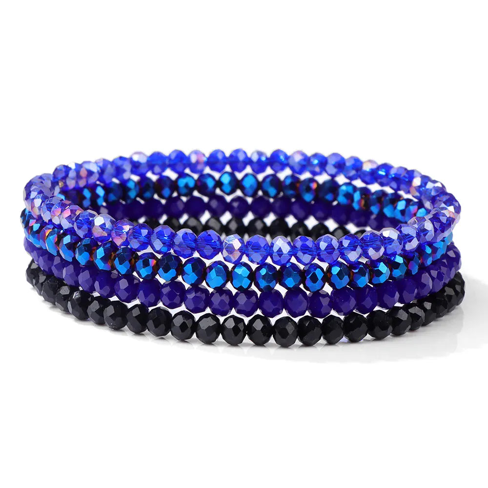 4pcs/set Gold Color Crystal Beads Bracelets For Women Girl Natural Stone Austria Crystal Glass Elastic Bracelet Set Jewelry