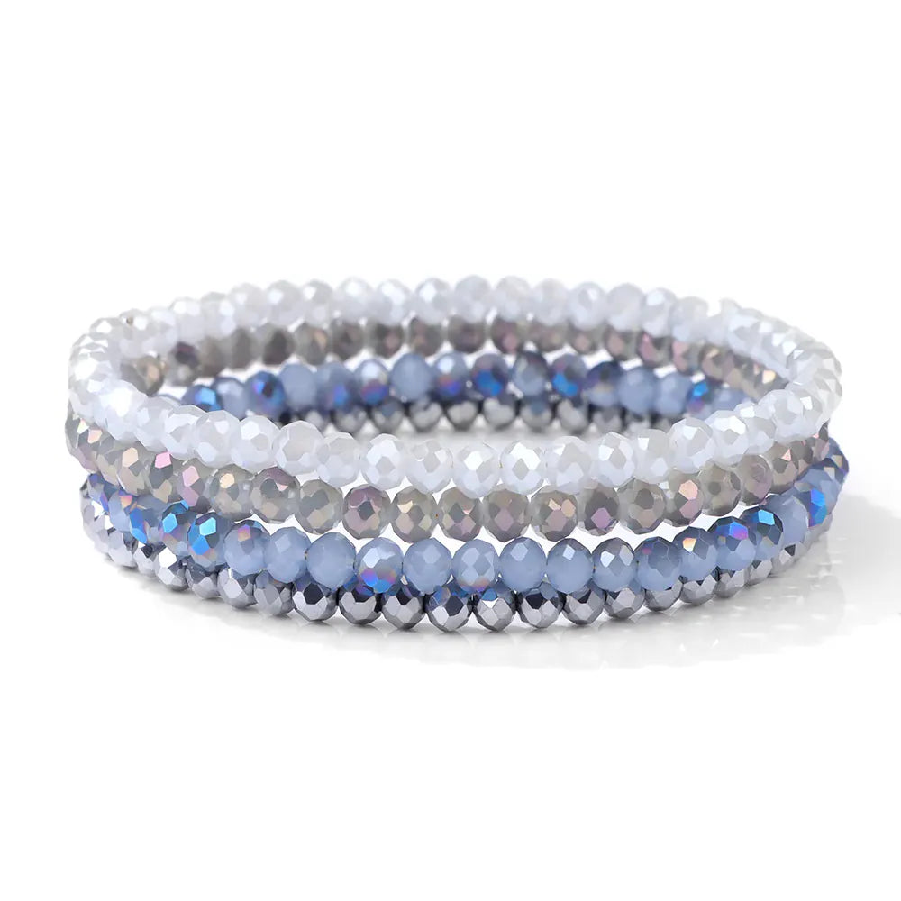 4pcs/set Gold Color Crystal Beads Bracelets For Women Girl Natural Stone Austria Crystal Glass Elastic Bracelet Set Jewelry