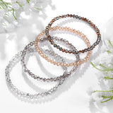 4pcs/set Gold Color Crystal Beads Bracelets For Women Girl Natural Stone Austria Crystal Glass Elastic Bracelet Set Jewelry