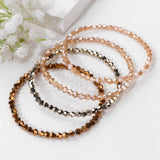 4pcs/set Gold Color Crystal Beads Bracelets For Women Girl Natural Stone Austria Crystal Glass Elastic Bracelet Set Jewelry