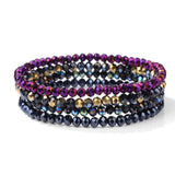 4pcs/set Gold Color Crystal Beads Bracelets For Women Girl Natural Stone Austria Crystal Glass Elastic Bracelet Set Jewelry