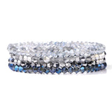 4pcs/set Gold Color Crystal Beads Bracelets For Women Girl Natural Stone Austria Crystal Glass Elastic Bracelet Set Jewelry