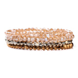 4pcs/set Gold Color Crystal Beads Bracelets For Women Girl Natural Stone Austria Crystal Glass Elastic Bracelet Set Jewelry