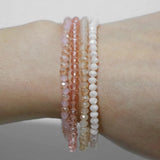 4pcs/set Gold Color Crystal Beads Bracelets For Women Girl Natural Stone Austria Crystal Glass Elastic Bracelet Set Jewelry