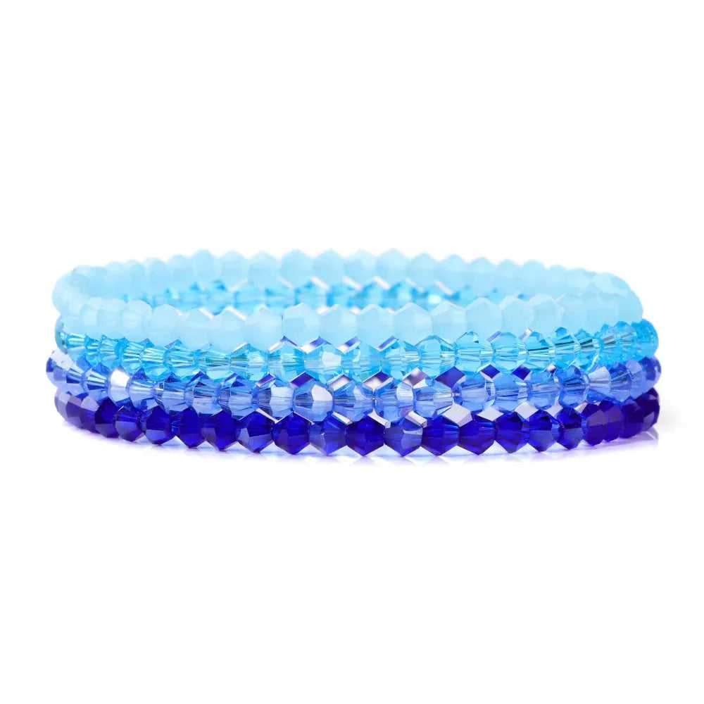 4pcs/set Gold Color Crystal Beads Bracelets For Women Girl Natural Stone Austria Crystal Glass Elastic Bracelet Set Jewelry