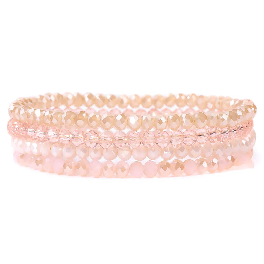 4pcs/set Gold Color Crystal Beads Bracelets For Women Girl Natural Stone Austria Crystal Glass Elastic Bracelet Set Jewelry