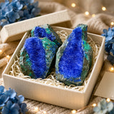 50-100g Azurite Rough with Hair Needles, Blue Needle Crystal Cluster, Mineral Collection Home Decor Ornament, Halloween Gift for Crystal Lovers