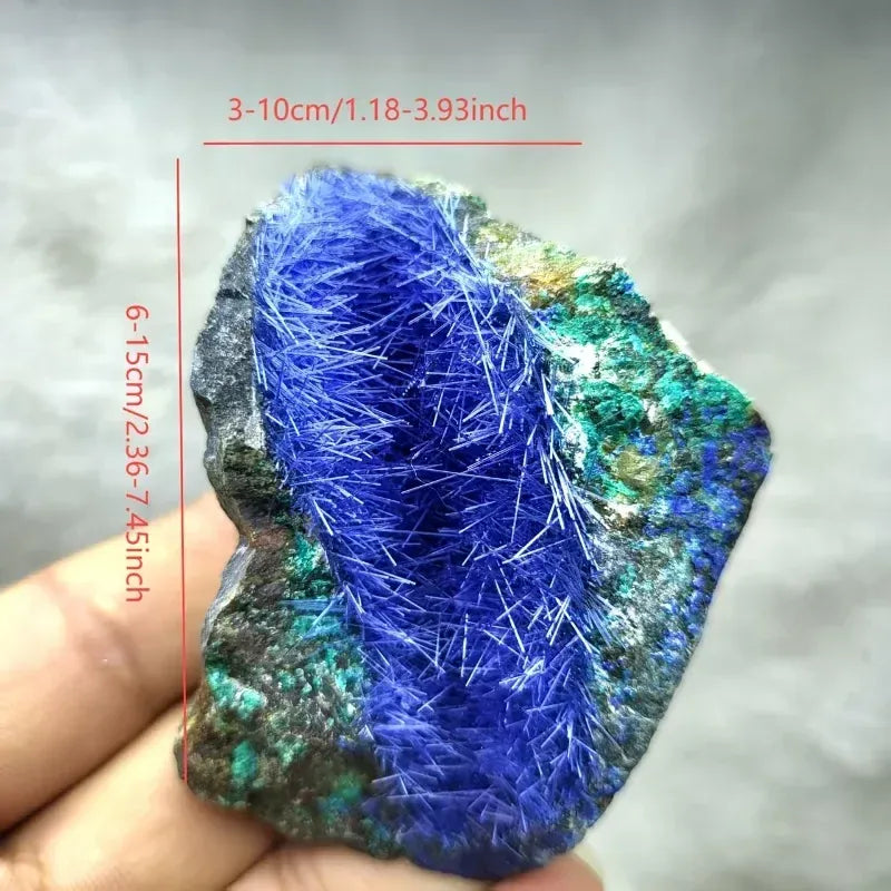 50-100g Azurite Rough with Hair Needles, Blue Needle Crystal Cluster, Mineral Collection Home Decor Ornament, Halloween Gift for Crystal Lovers