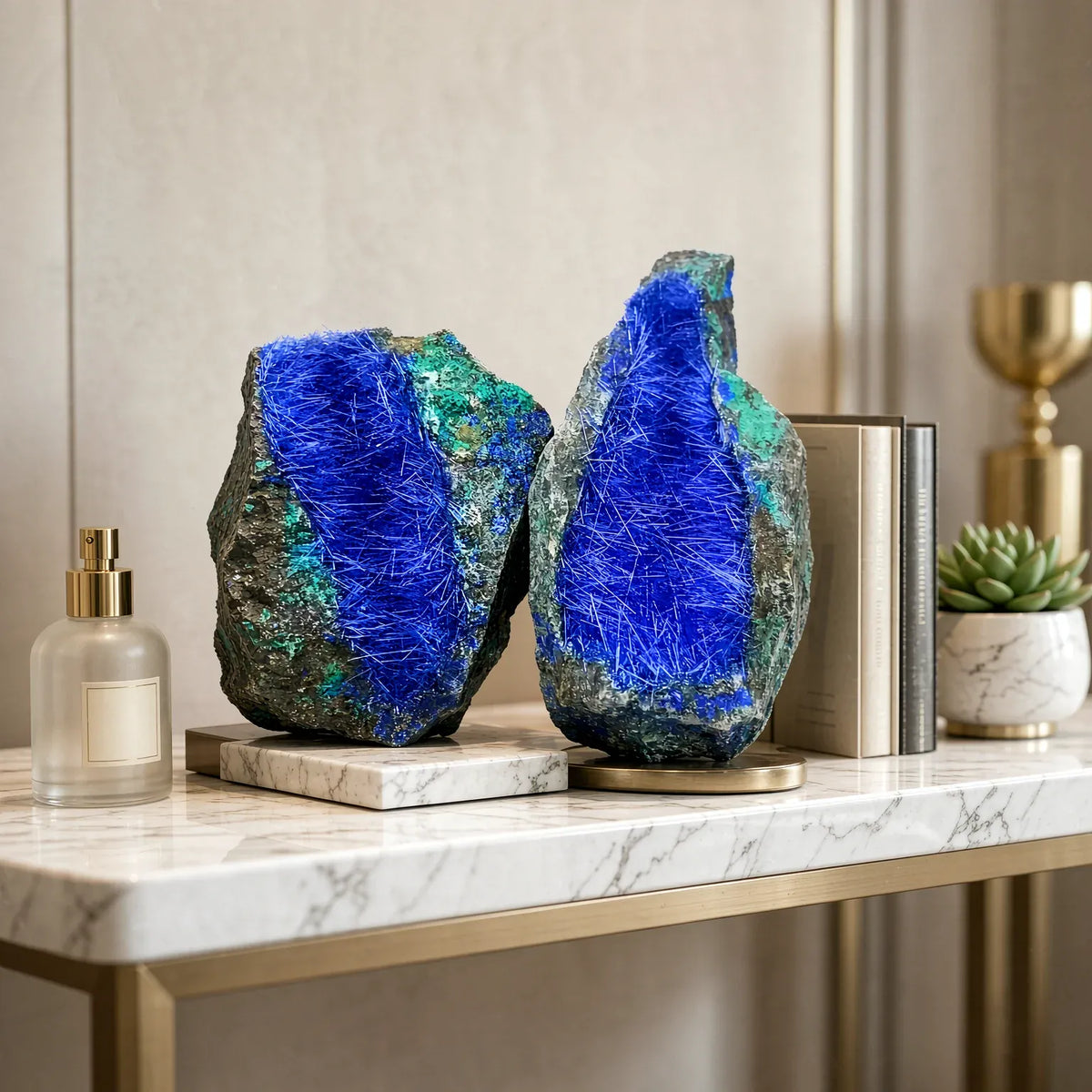 50-100g Azurite Rough with Hair Needles, Blue Needle Crystal Cluster, Mineral Collection Home Decor Ornament, Halloween Gift for Crystal Lovers