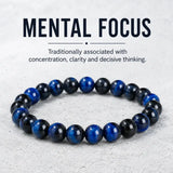 5A Blue Tiger Eye Stone Bracelet, Natural Gemstone Stretch Bead Bracelet for Women and Men