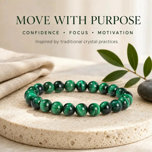 5A Green Tiger Eye Stone Bracelet, Natural Gemstone Stretch Bead Bracelet for Women and Men