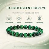 5A Green Tiger Eye Stone Bracelet, Natural Gemstone Stretch Bead Bracelet for Women and Men