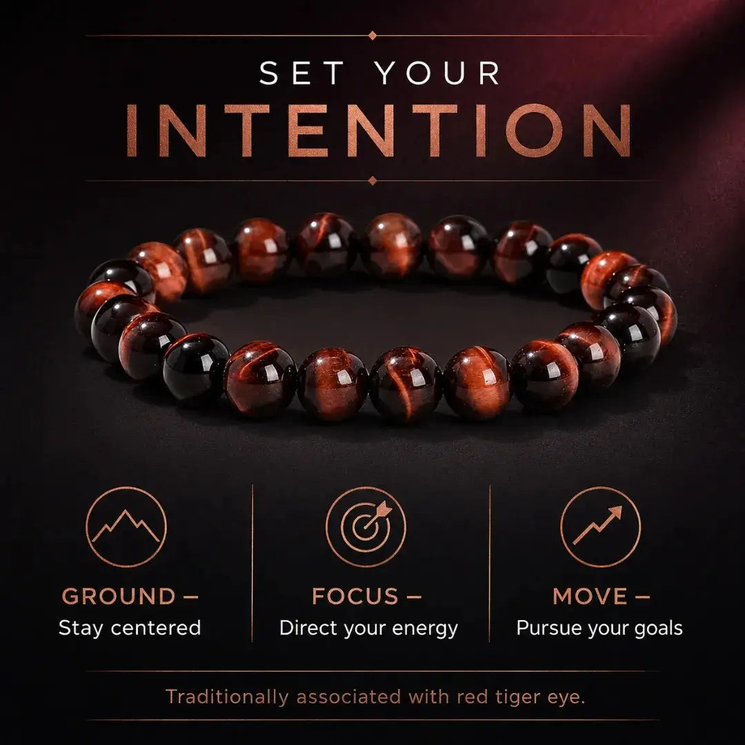 5A Natural Red Tiger Eye Stone Bracelet, Gemstone Stretch Bead Bracelet for Women and Men