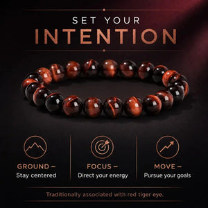 5A Natural Red Tiger Eye Stone Bracelet, Gemstone Stretch Bead Bracelet for Women and Men