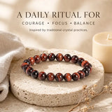 5A Natural Red Tiger Eye Stone Bracelet, Gemstone Stretch Bead Bracelet for Women and Men