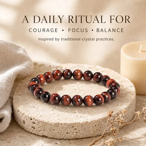 5A Natural Red Tiger Eye Stone Bracelet, Gemstone Stretch Bead Bracelet for Women and Men
