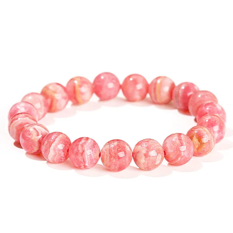 5A Natural Rhodochrosite Bracelet 5-10mm Argentina Red Stone Beads Stretch Bangle for Women  Healing Crystal Jewelry Gift