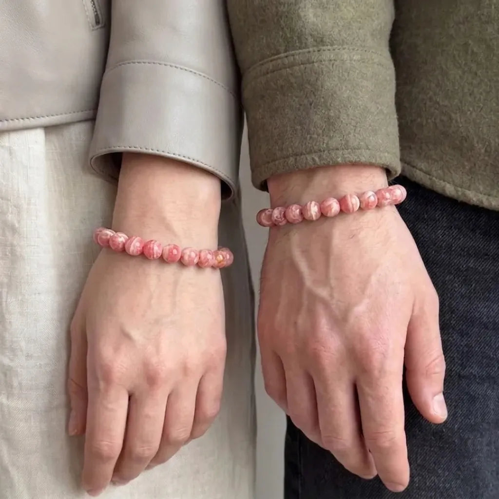 5A Natural Rhodochrosite Bracelet 5-10mm Argentina Red Stone Beads Stretch Bangle for Women  Healing Crystal Jewelry Gift