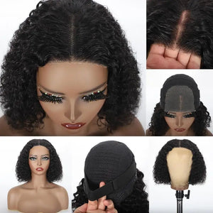 5x5 No Glue Deep Wave Bob Wigs Curly 4x4 Pre Cut Glueless Wig Human Hair Ready To Wear Lace Frontal Wigs For Women Pre Plucked