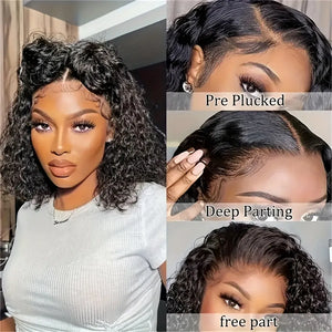 5x5 No Glue Deep Wave Bob Wigs Curly 4x4 Pre Cut Glueless Wig Human Hair Ready To Wear Lace Frontal Wigs For Women Pre Plucked