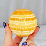 6.5-7cm  Yellow Calcite Sphere Honey Crystal  Home Decor Ball  Healing Stone  Stripes Orange Sphere