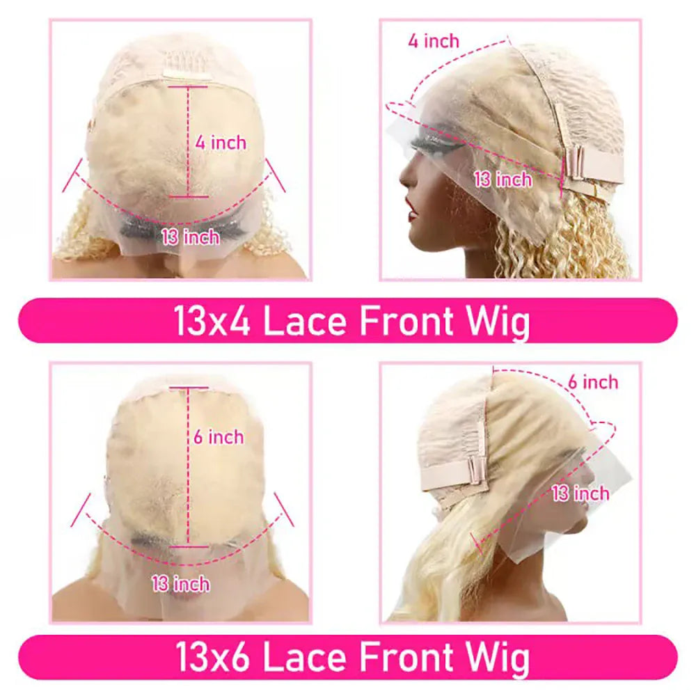 613 Blonde 13x4 HD Lace Front Wig 200 Density Short Straight Bob Human Hair Wig 8-14 Inch 13x6 Transparent Lace Frontal Wigs