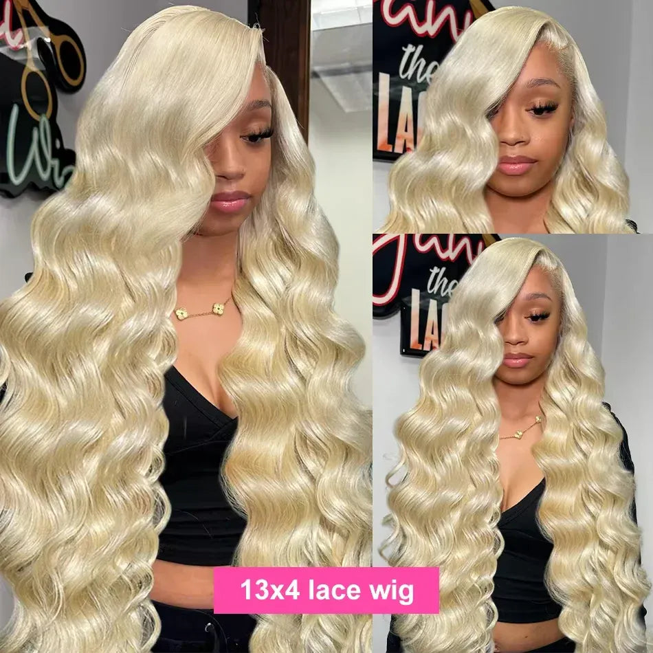 613 Blonde Body Wave Human Hair Wig 13x6 HD Lace Front 250% Density Pre-Plucked 32 Inch