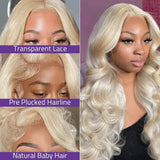 613 Blonde Body Wave Human Hair Wig 13x6 HD Lace Front 250% Density Pre-Plucked 32 Inch