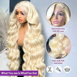 613 Blonde Body Wave Human Hair Wig 13x6 HD Lace Front 250% Density Pre-Plucked 32 Inch